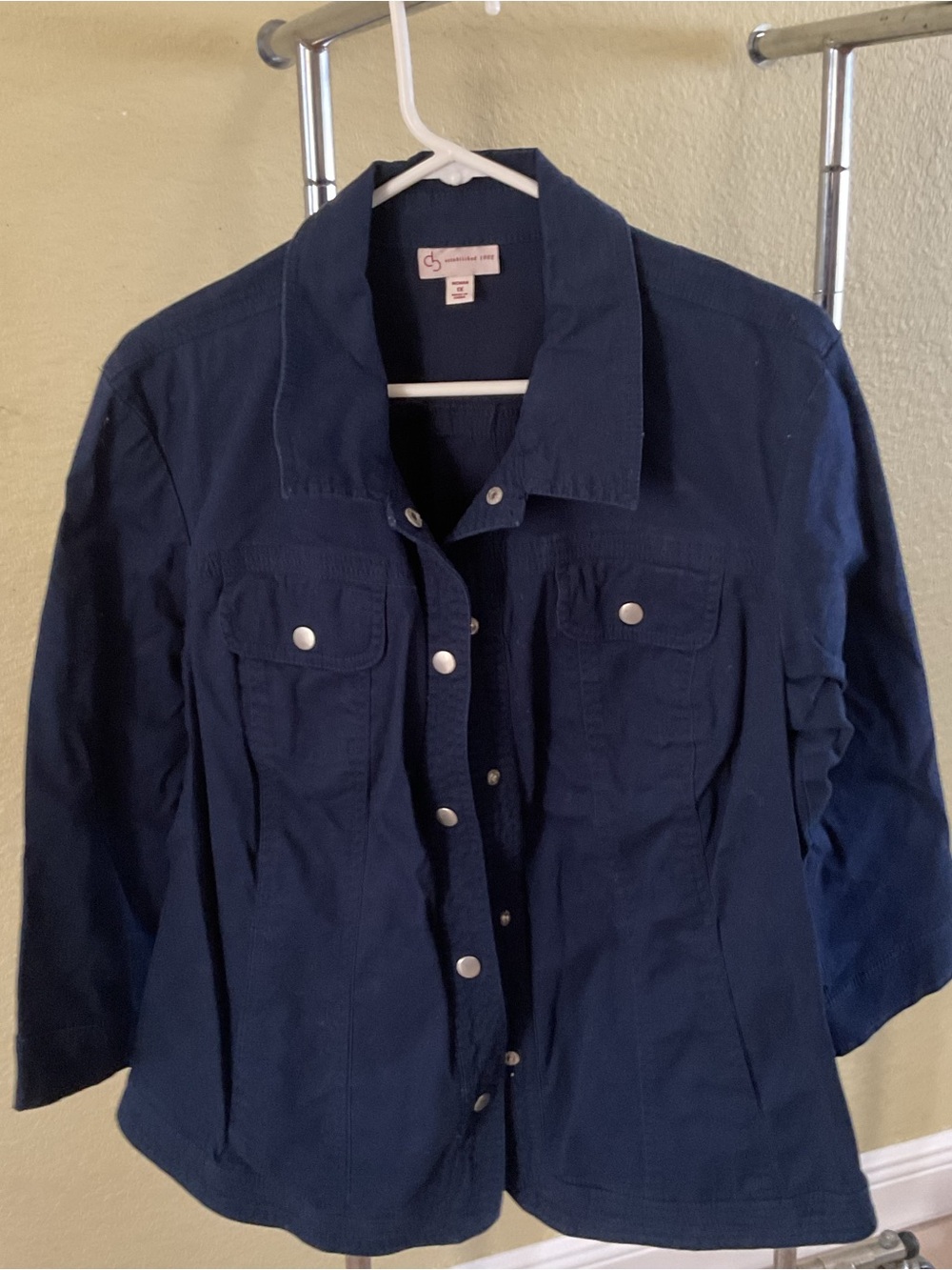 Chico's Navy Snap-Front Jean Jacket
